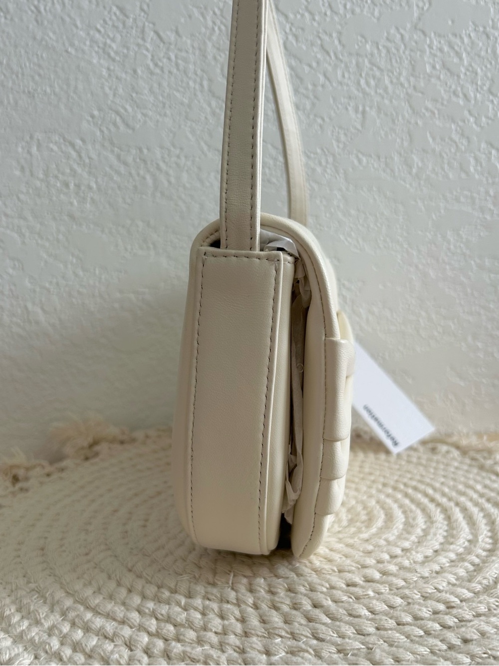 Reformation Maria Y2K Style Cream White Leather Baguette Shoulder Bag - Picture 4 of 9
